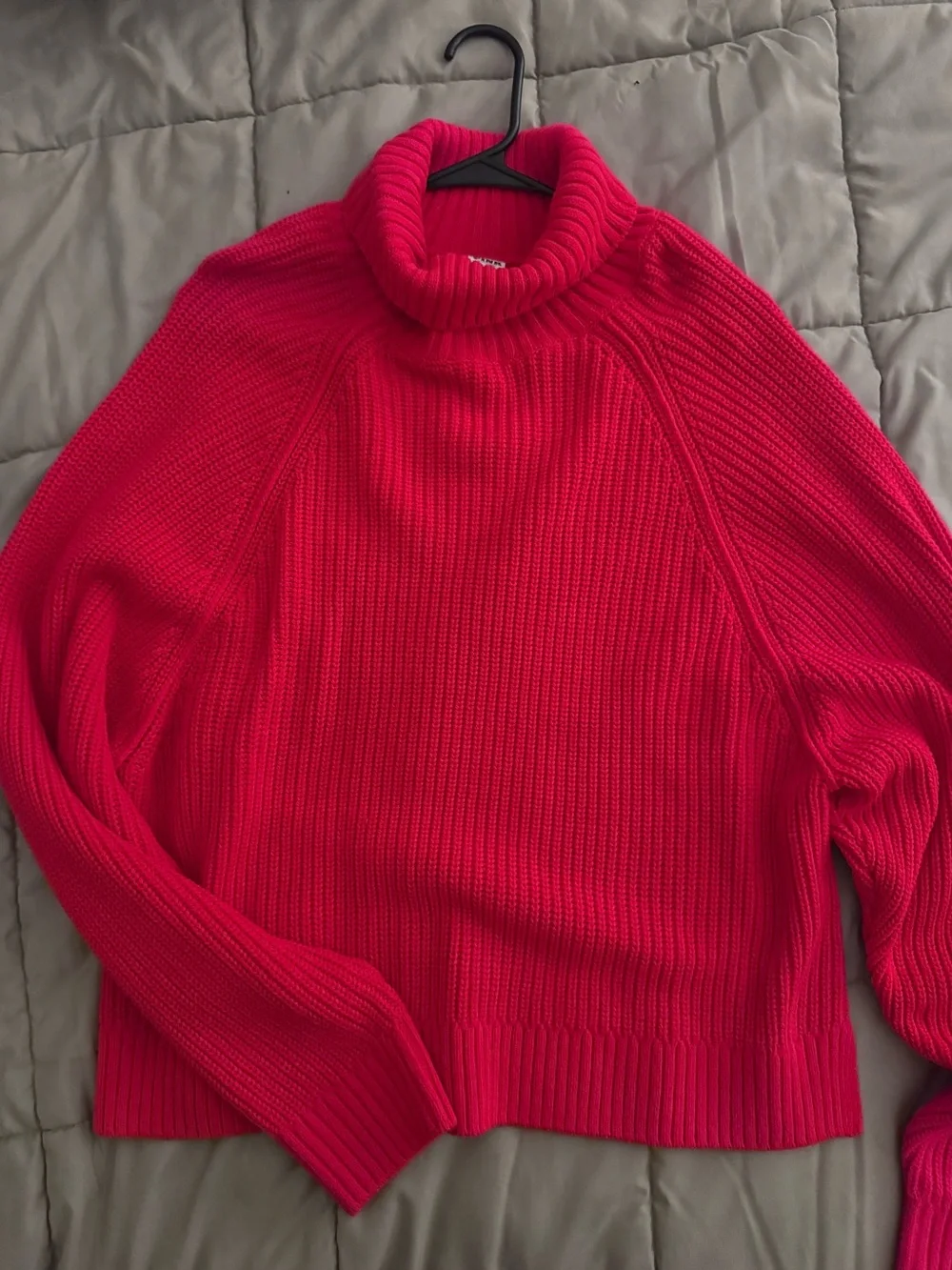 PINK Victoria's Secret Bright Pink Ribbed Turtleneck Sweater never used